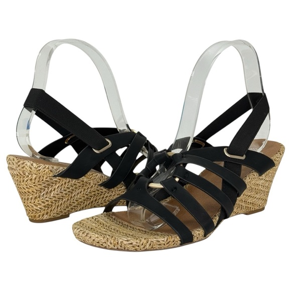 White Mountain Ataps Black Faux Leather Strappy Womens Sandals Size 8M - Picture 10 of 15